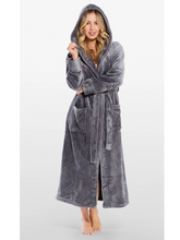 GRAY Unisex Soft Plush Fleece Hooded Bathrobe