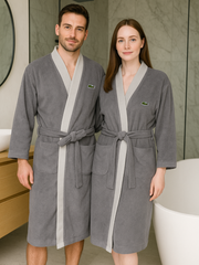 Branded lacoste bathrobe | for Men and Women | unisex 100% cotton GRAY