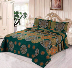GREEN-VERCASE PREMIUM COTTON KING BEDSHEET 3 PCS