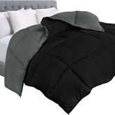Soft Black/Gray Quilted Comforter with Corner Tabs