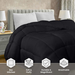 Soft Black Quilted Comforter with Corner Tabs