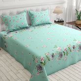 FLOWER PREMIUM PURE COTTON KING BEDSHEET 3 PCS