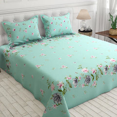 FLOWER PREMIUM PURE COTTON KING BEDSHEET 3 PCS