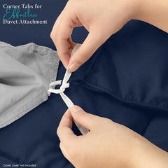 Soft Navy Blue Quilted Comforter with Corner Tabs