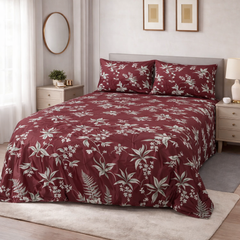 BLUFERY PRINTED PURE COTTON BEDSHEET ASH-4007