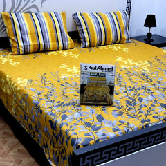 YELLOW TREAT COTTON KING BEDSHEET 3 PCS
