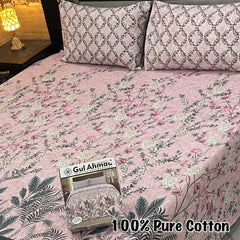 PINK SLATE COTTON KING BEDSHEET 3 PCS