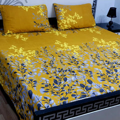 YELLOW COTTON KING BEDSHEET 3 PCS