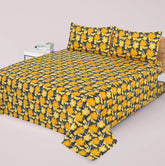 YHUM BROWN PREMIUM COTTON KING BEDSHEET 3 PCS