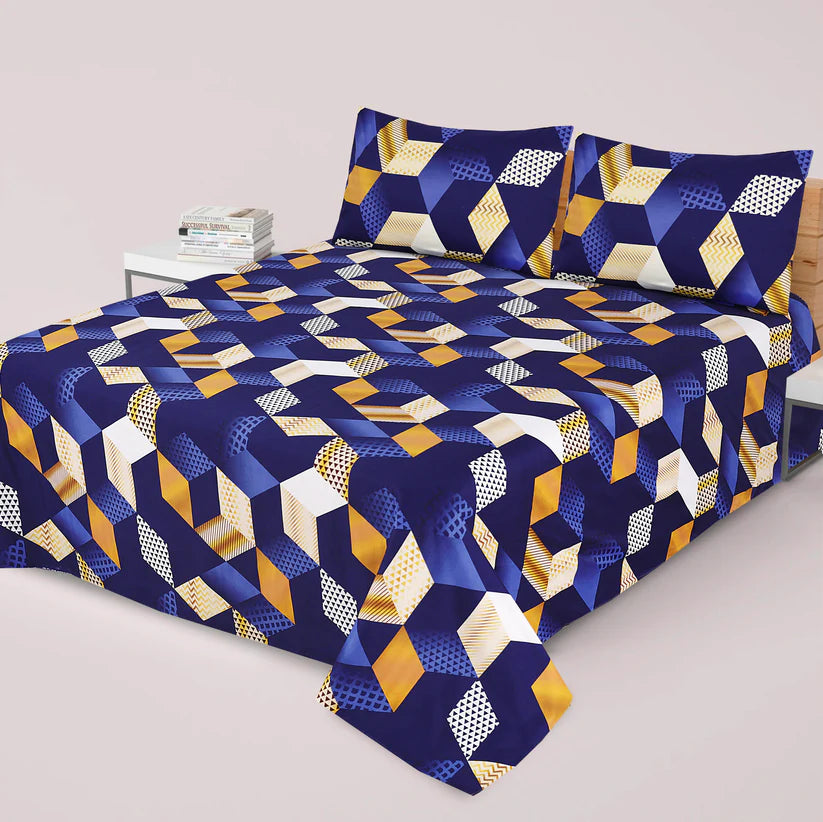 BLK PRINTED PURE COTTON BEDSHEET NL-19