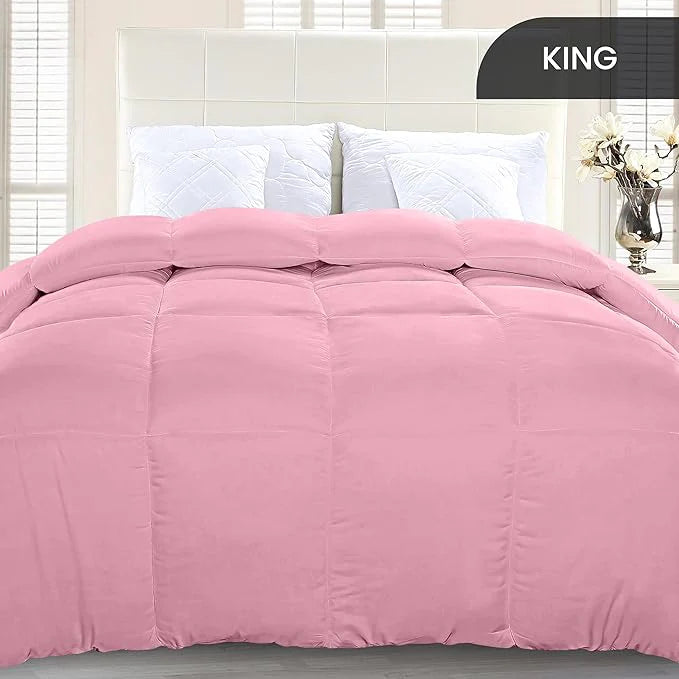 Soft Pink Quilted Comforter with Corner Tabs