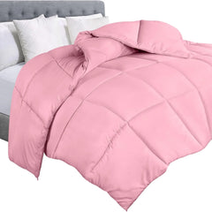 Soft Pink Quilted Comforter with Corner Tabs
