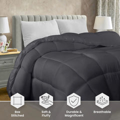 Soft Gray Quilted Comforter with Corner Tabs