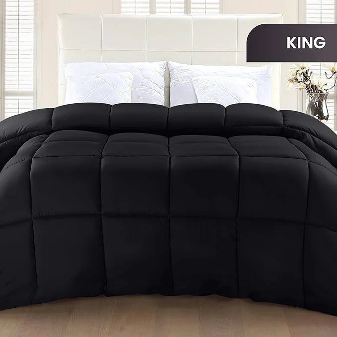 Soft Black Quilted Comforter with Corner Tabs