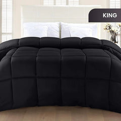 Soft Black Quilted Comforter with Corner Tabs