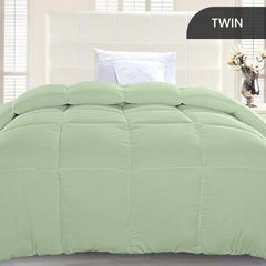 Soft Saga Green Quilted Comforter with Corner Tabs