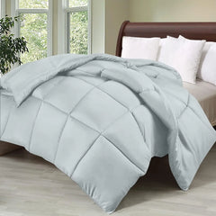 Soft Light Gray Quilted Comforter with Corner Tabs