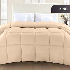 Soft Beige Quilted Comforter with Corner Tabs