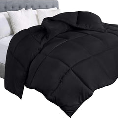 Soft Black Quilted Comforter with Corner Tabs