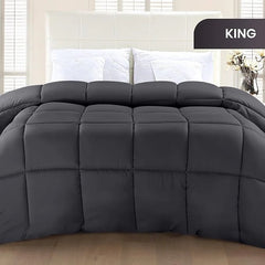 Soft Gray Quilted Comforter with Corner Tabs