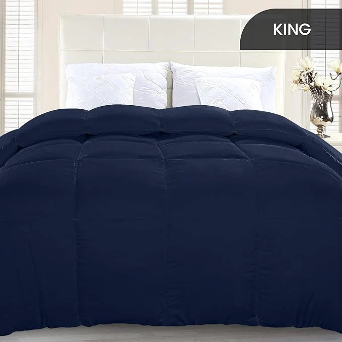 Soft Navy Blue Quilted Comforter with Corner Tabs