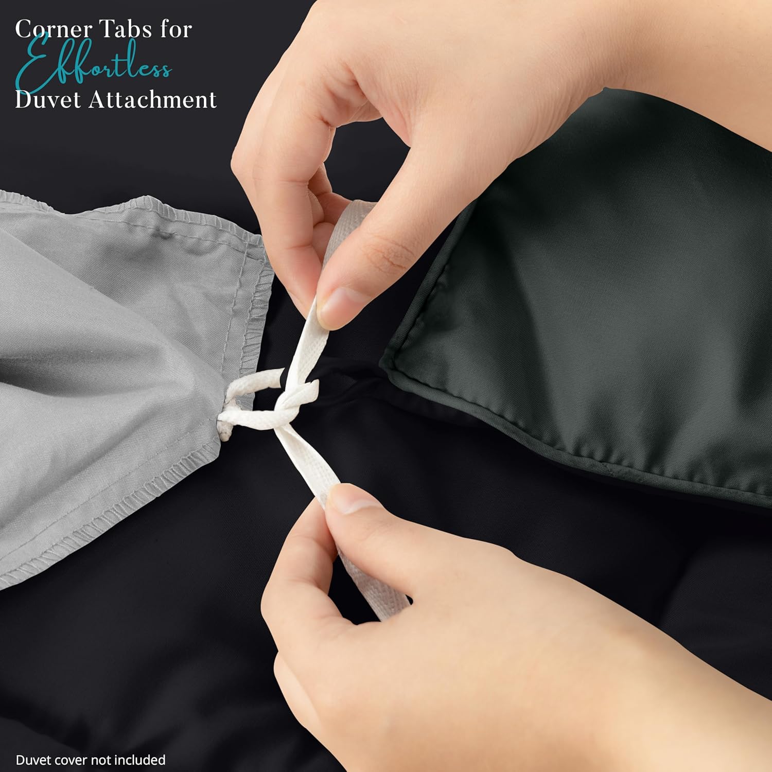 Soft Black/Gray Quilted Comforter with Corner Tabs