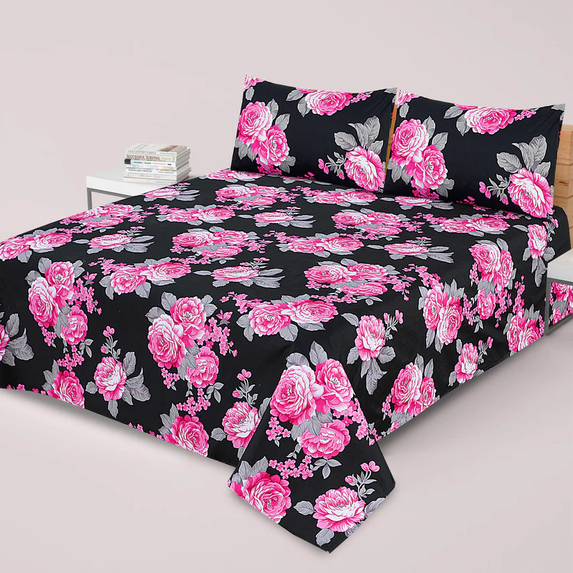 MICR-07 PREMIUM COTTON KING BEDSHEET 3 PCS