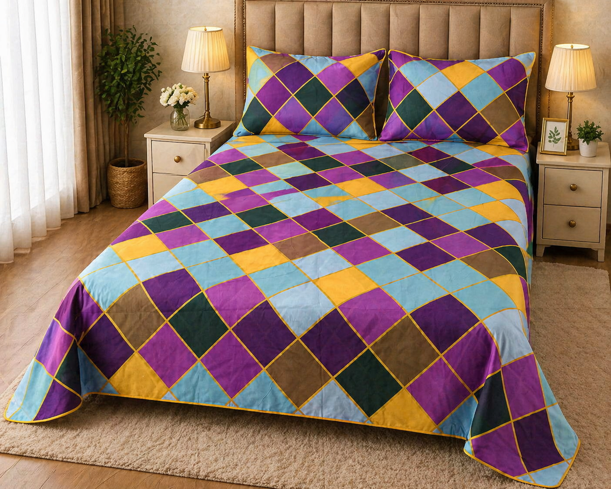 PRINTED PURE COTTON BEDSHEET ASH-4088