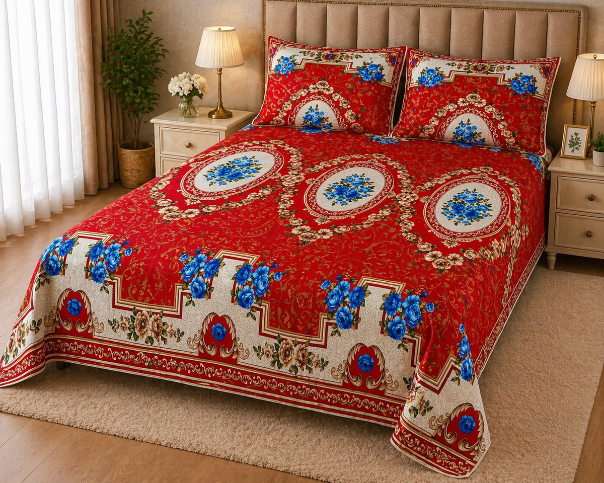 PRINTED PURE COTTON BEDSHEET ASH-4086