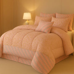 Double Bed 6 pc Winter Razai Set (Heavy Filling) Pink-line-up
