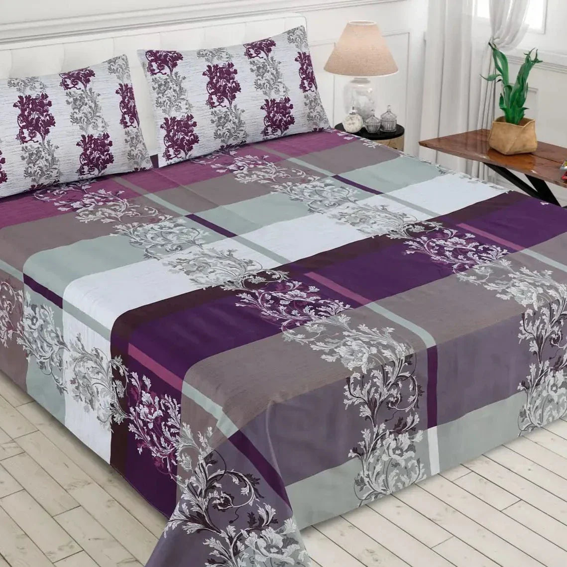 TULIPS X  COTTON BEDSHEET 3 PCS