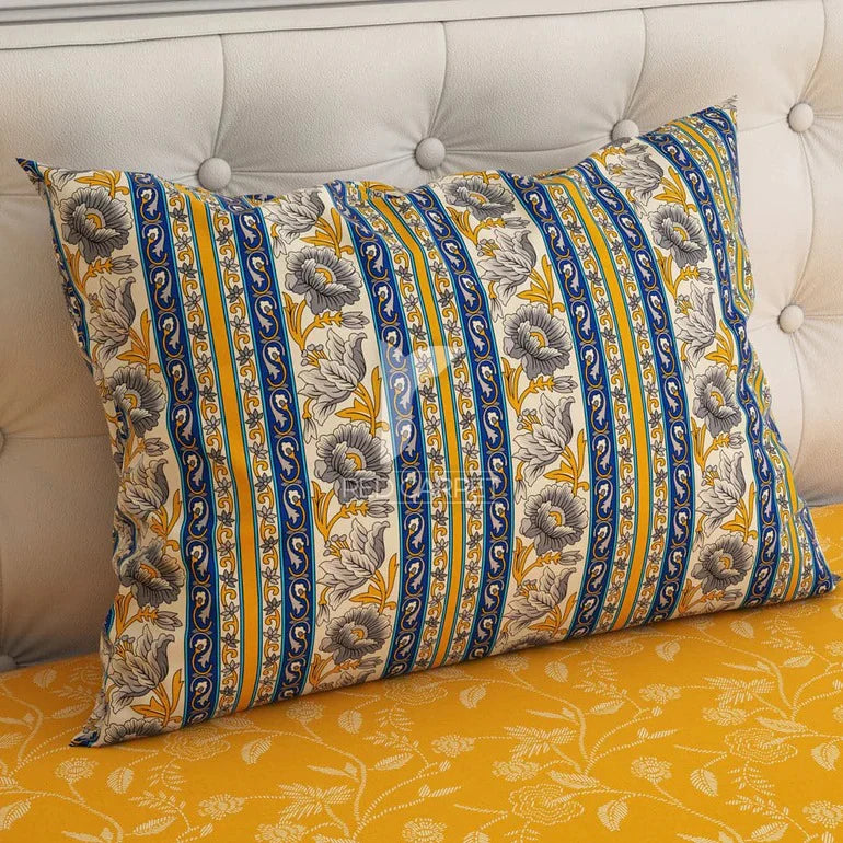 YELLOW ONE SIDE  PREMIUM COTTON KING BEDSHEET 3 PCS