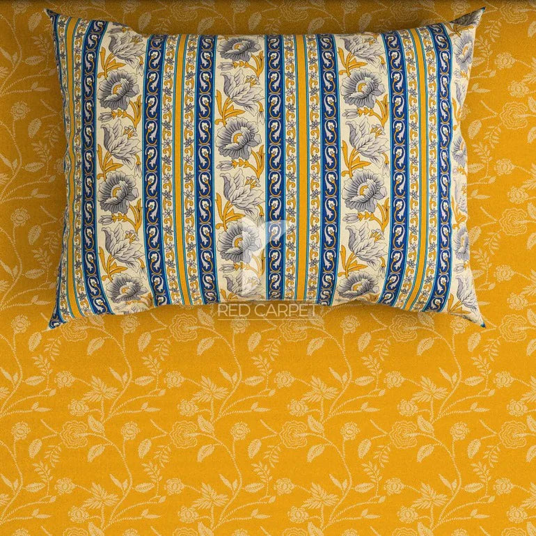 YELLOW ONE SIDE  PREMIUM COTTON KING BEDSHEET 3 PCS