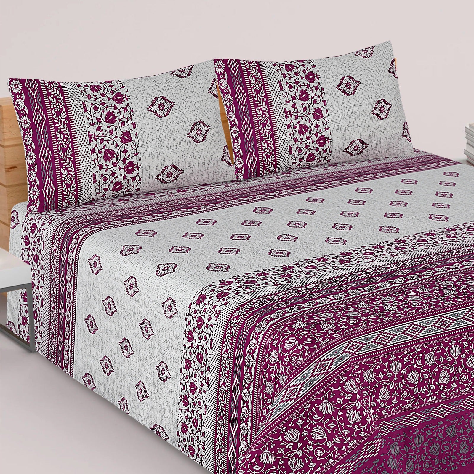 SAPHI-  PREMIUM COTTON KING BEDSHEET 3 PCS