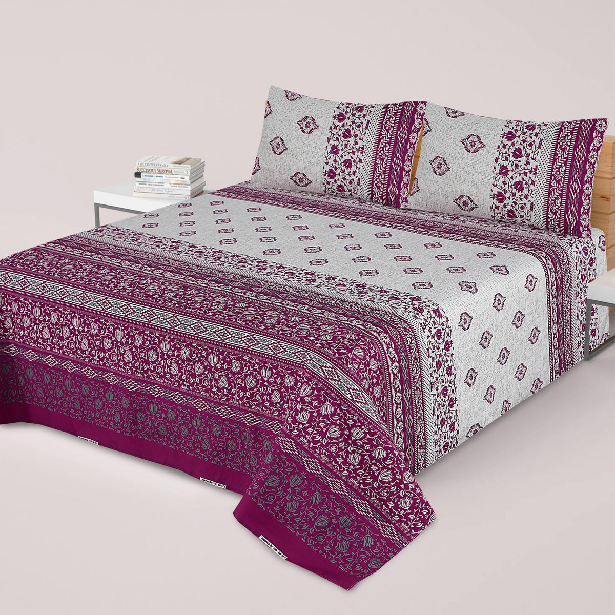 SAPHI-  PREMIUM COTTON KING BEDSHEET 3 PCS