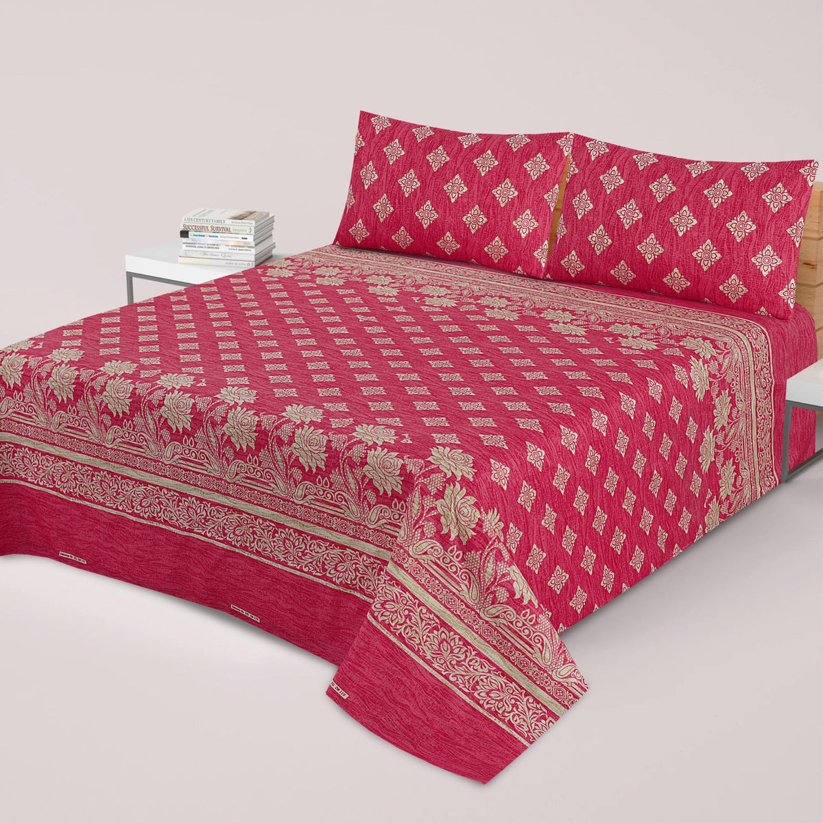 LUI-V PREMIUM PURE COTTON KING BEDSHEET 3 PCS