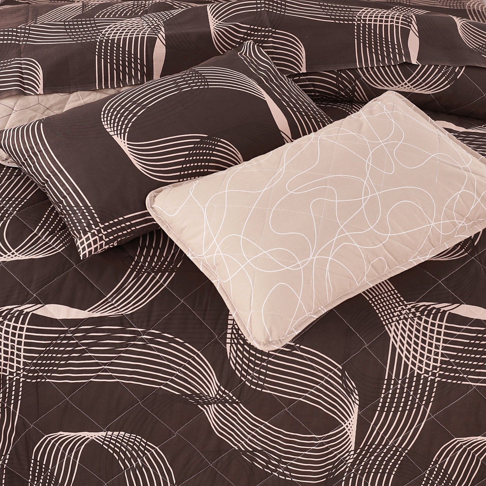 LUVOZA BROWN 6 Pcs Comforter Set Nishat-2099 ( Light Filling)