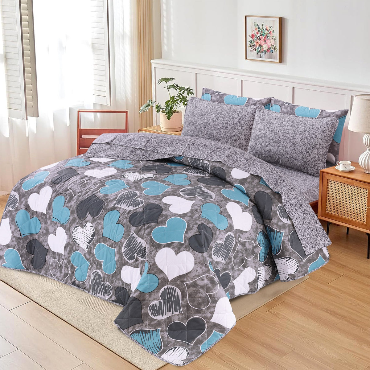 DIVINE HEART  6 Pcs Comforter Set Nishat-2099 ( Light Filling)