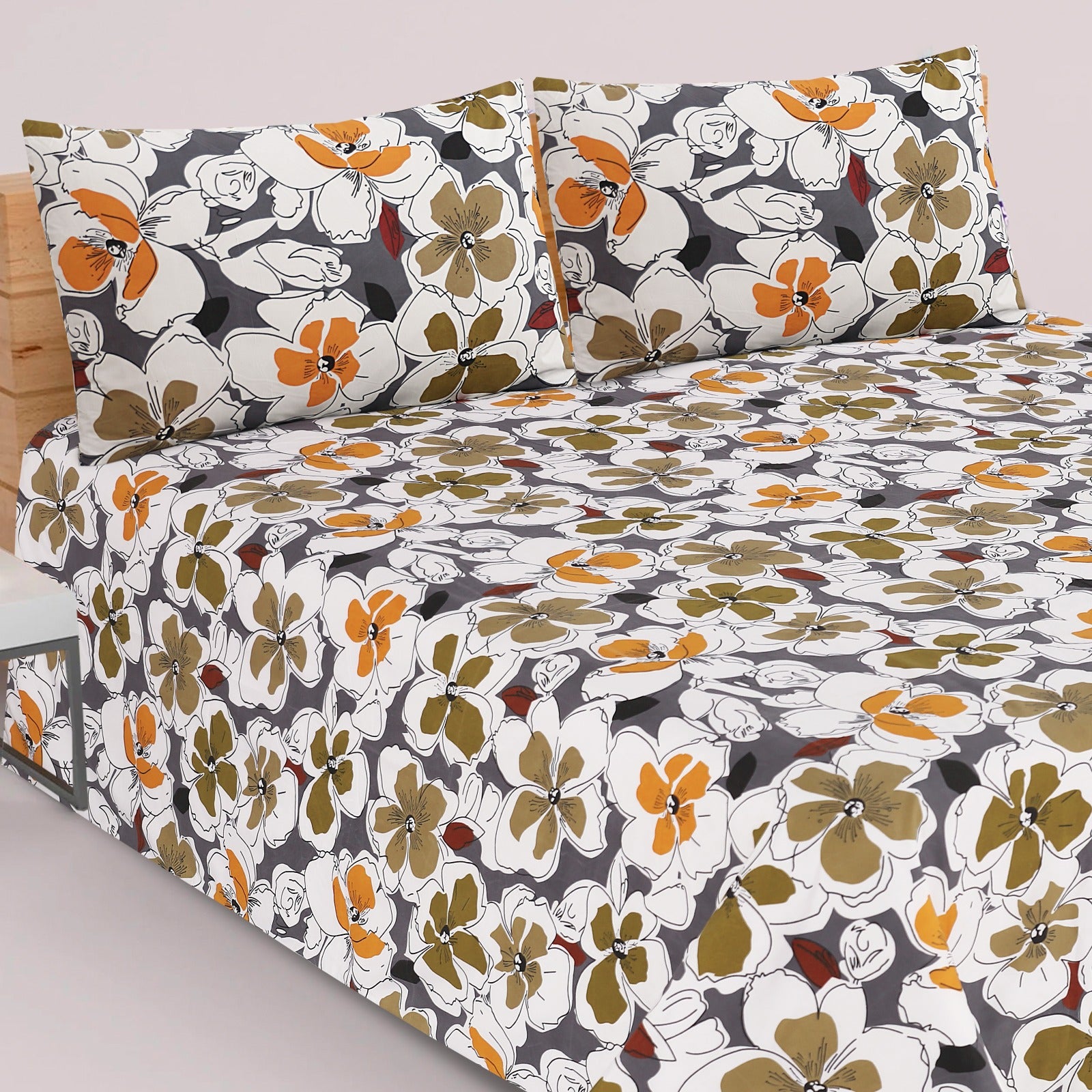 FLOR PANEL PREMIUM COTTON KING BEDSHEET 3 PCS