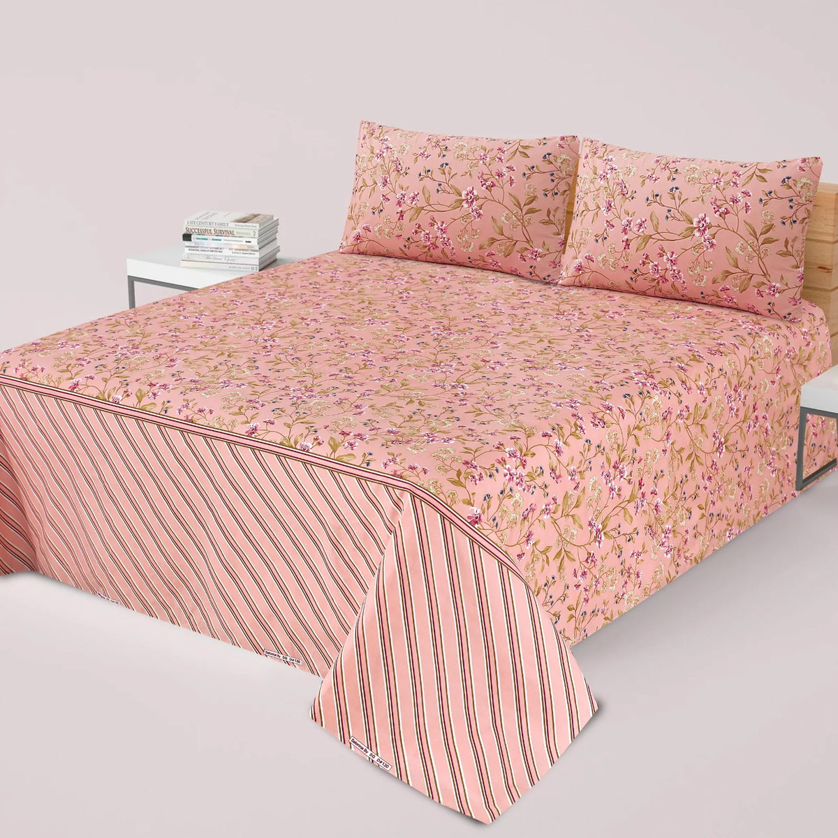 DZ-1040 PREMIUM COTTON KING BEDSHEET 3 PCS