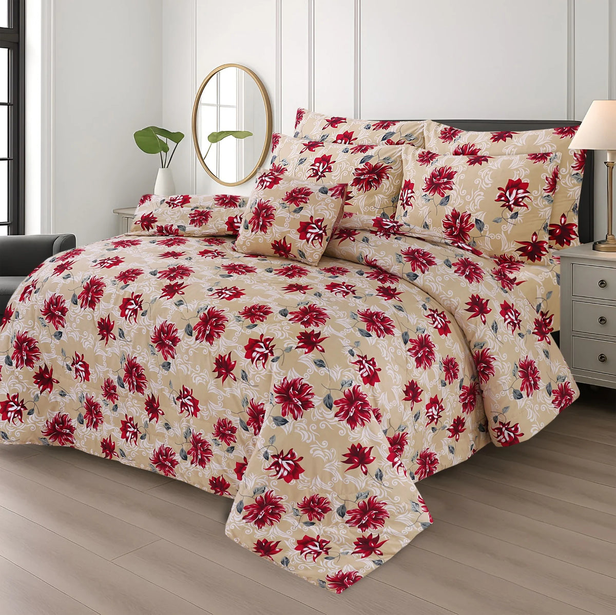 Double Bed 6 pc Winter Razai Set (Heavy Filling) DZ-09