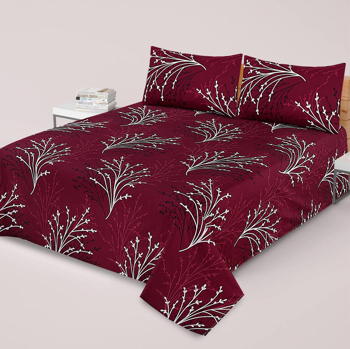 DZ-1040 PREMIUM COTTON KING BEDSHEET 3 PCS