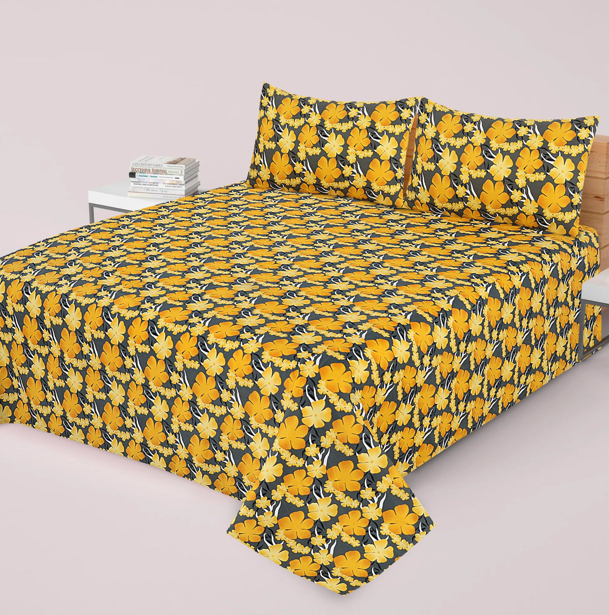 YHUM BROWN PREMIUM COTTON KING BEDSHEET 3 PCS