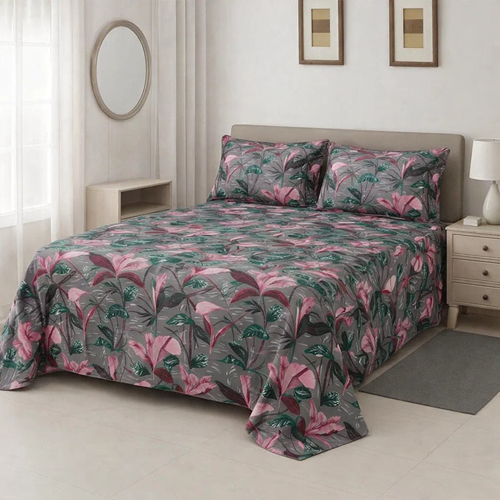 PRINTED PURE COTTON BEDSHEET ASH-4096