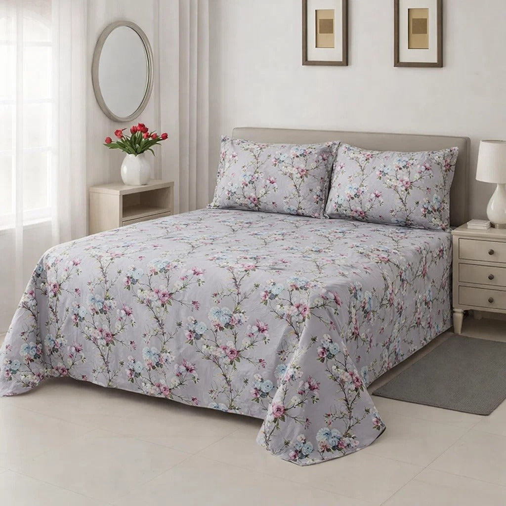 PRINTED PURE COTTON BEDSHEET ASH-4084