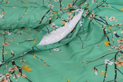 Double Bed 6 pc Winter Razai Set (Heavy Filling) DZ-Green Mix Leaf